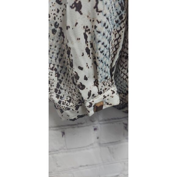 Daniel Rainn Women’s Popover Snakeskin Print Button Down Blouse Top Pockets XS - Picture 7 of 9